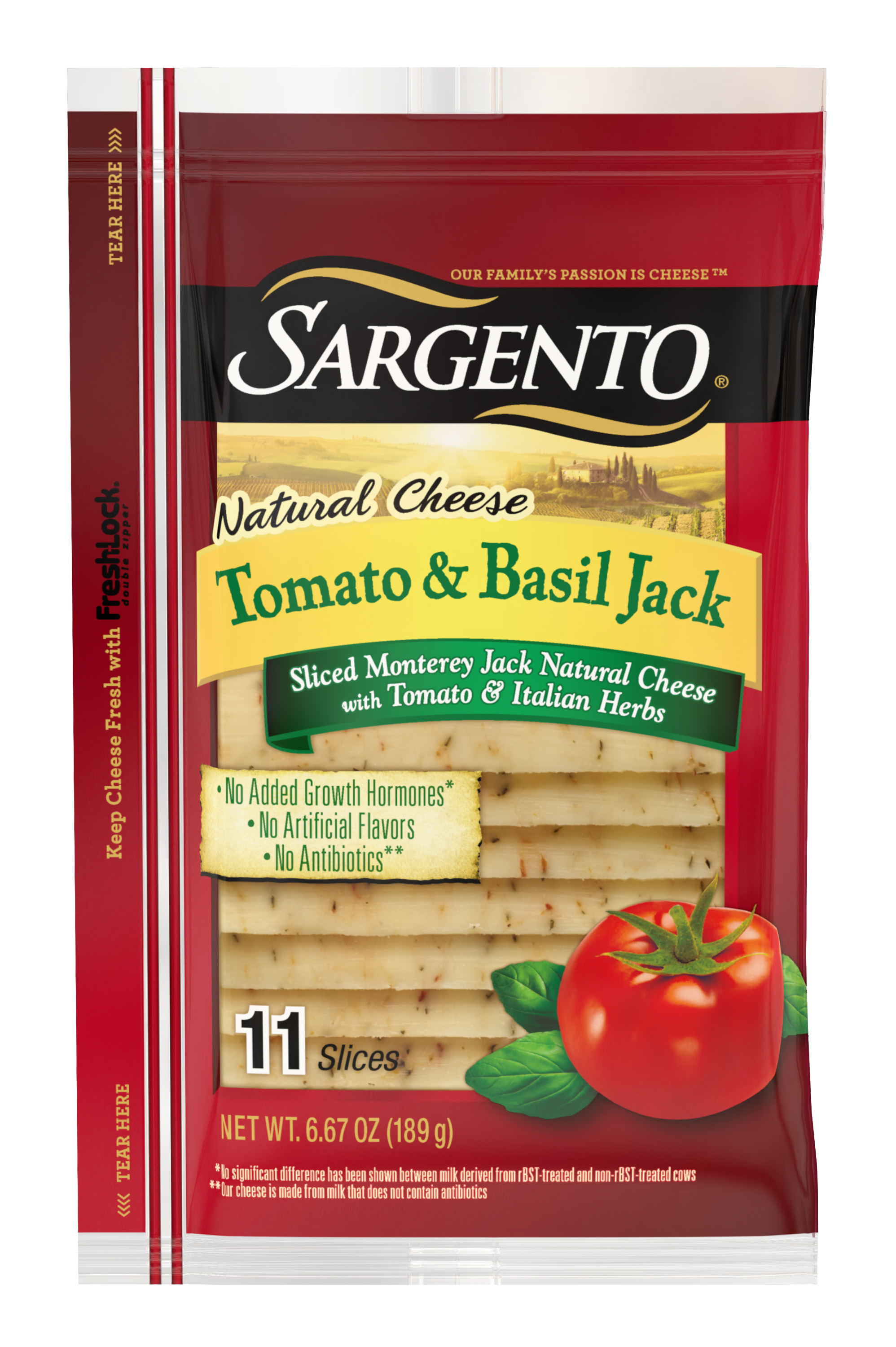 Sargento® Sliced Tomato & Basil Jack Cheese