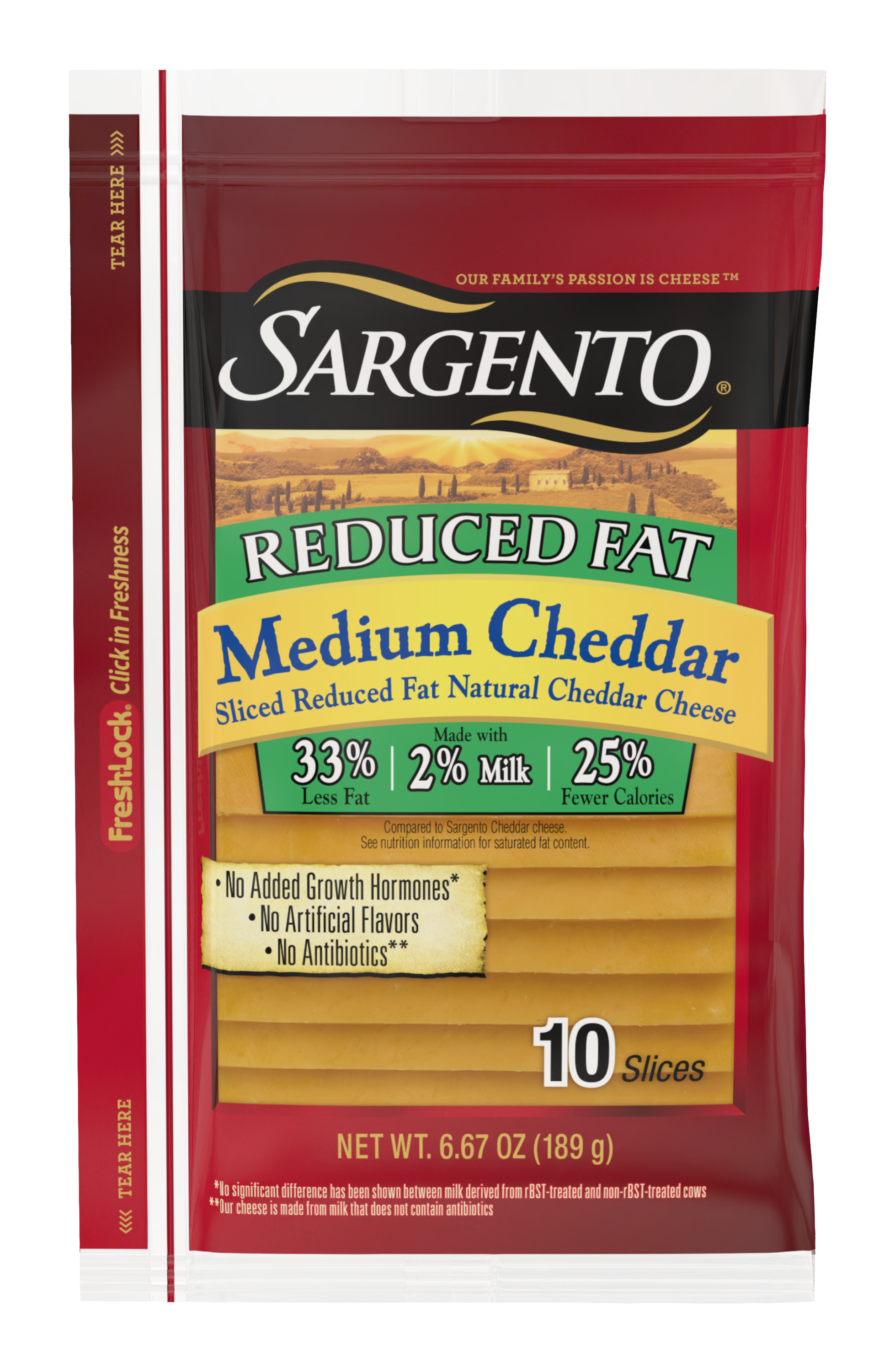 Sargento® Sliced Reduced Fat Medium Natural Cheddar Cheese