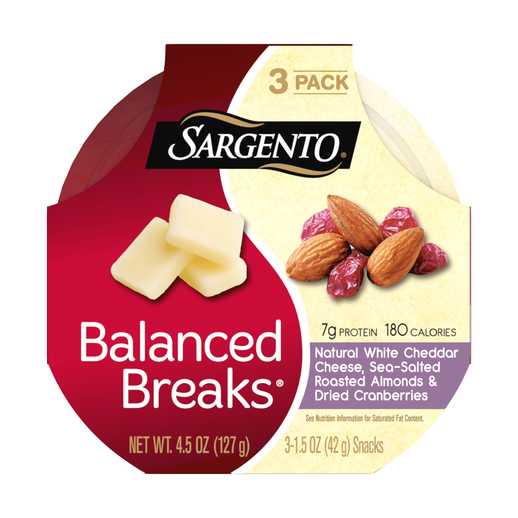 Sargento® Balanced Breaks®, Natural White Cheddar Cheese, Sea-Salted Roasted Almonds and Dried Cranberries
