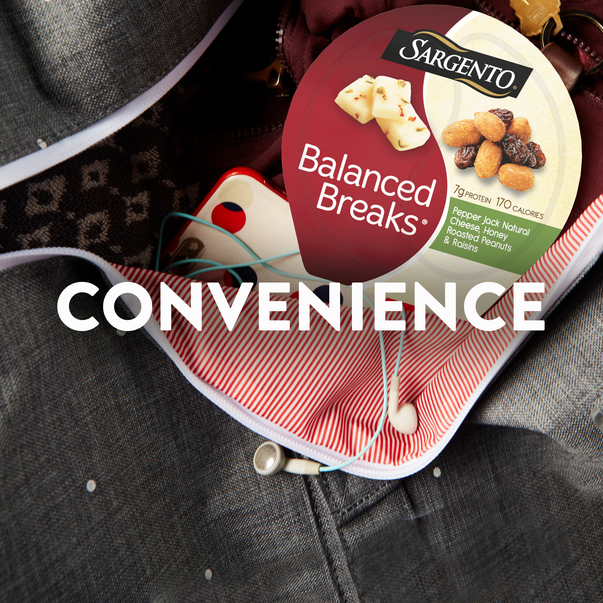 Sargento® Balanced Breaks®, Pepper Jack Natural Cheese, Honey Roasted Peanuts and Raisins