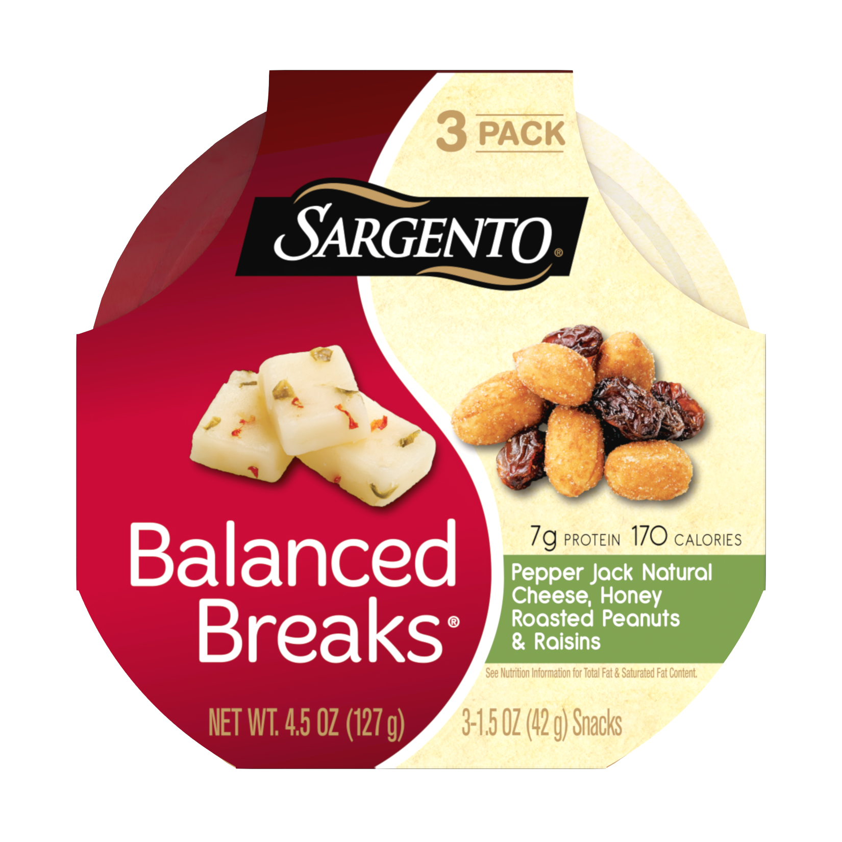 Sargento® Balanced Breaks®, Pepper Jack Natural Cheese, Honey Roasted Peanuts and Raisins