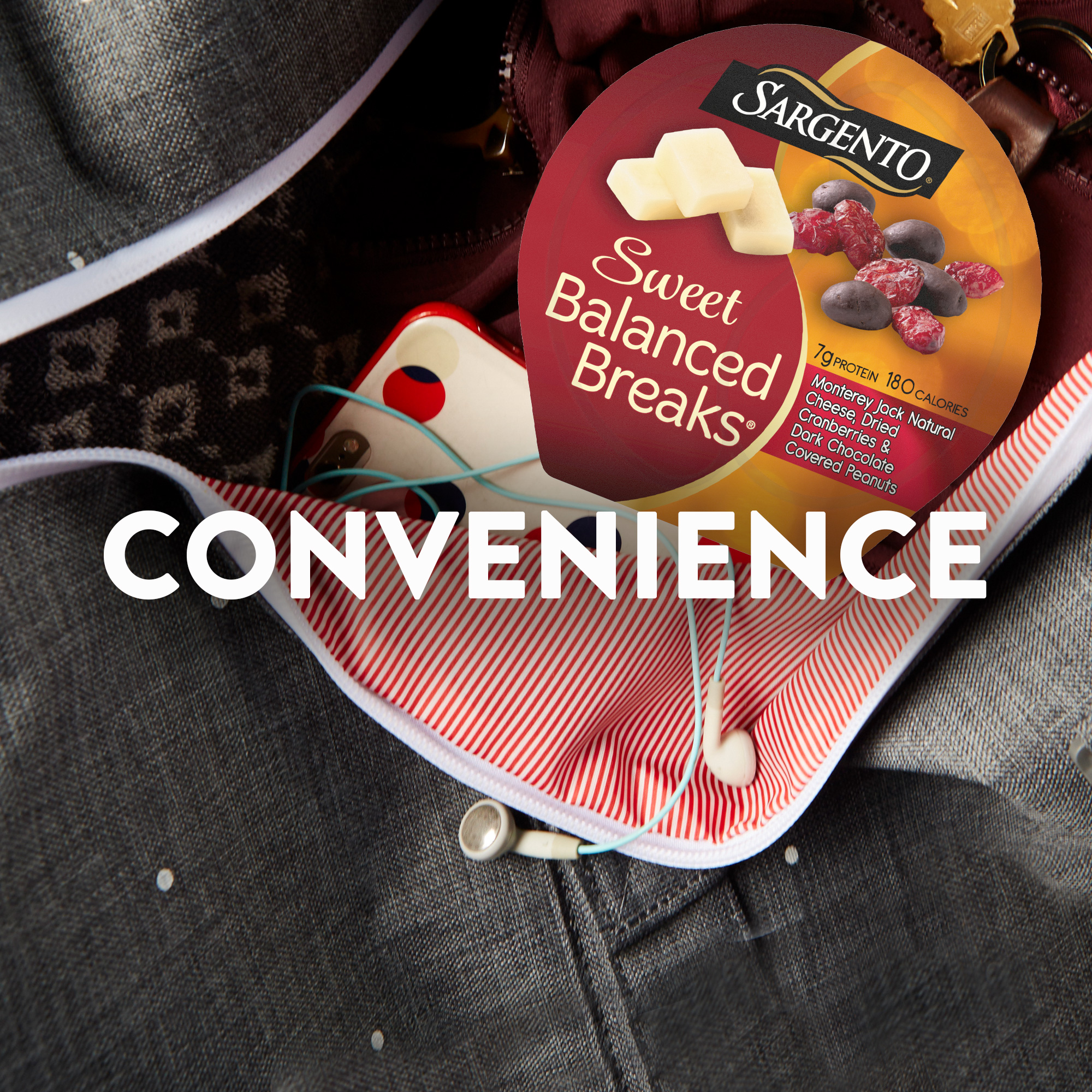 Sargento® Sweet Balanced Breaks®, Monterey Jack Natural Cheese, Dried Cranberries and Dark Chocolate Covered Peanuts