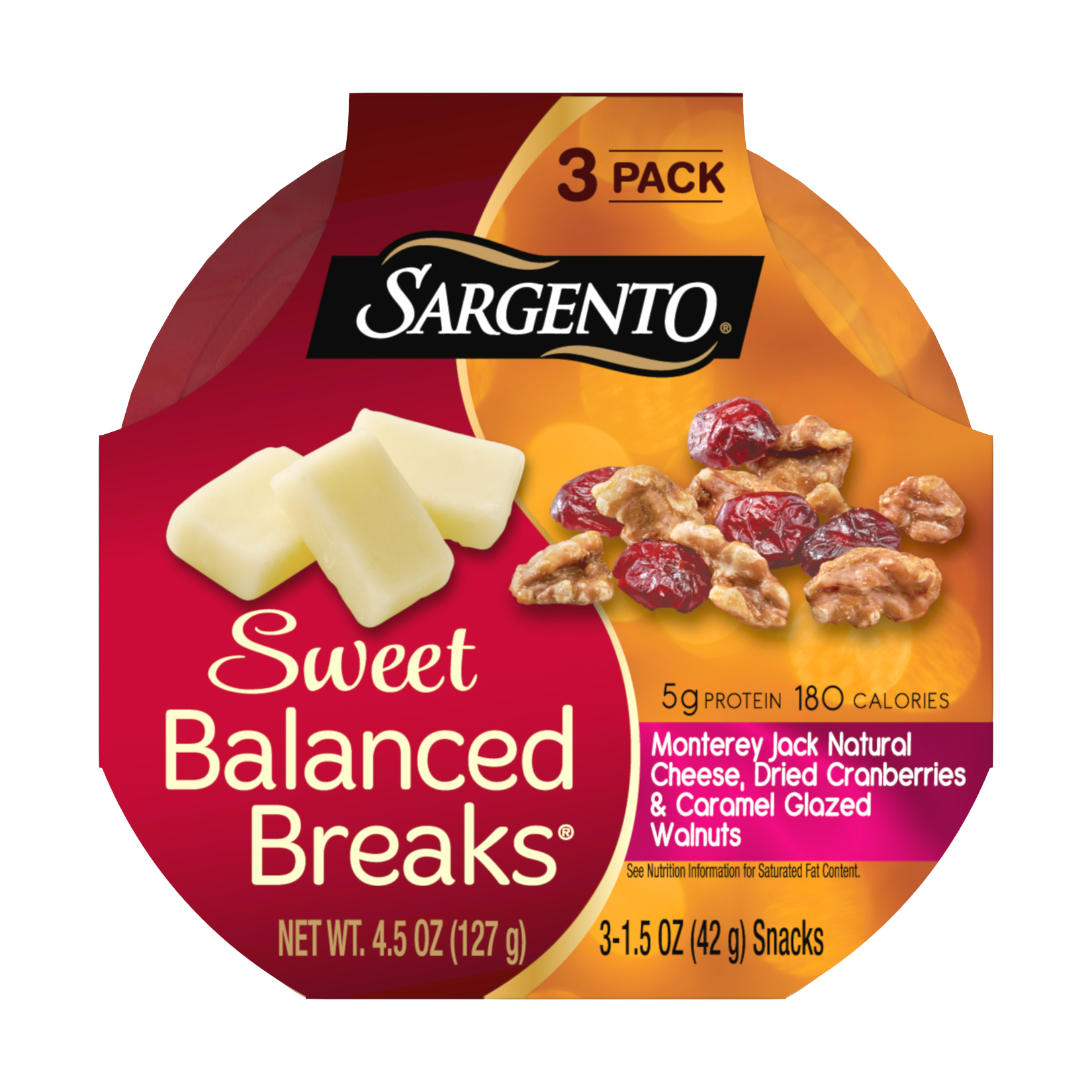 Sargento® Sweet Balanced Breaks® Monterey Jack Natural Cheese, Dried Cranberries and Caramel Glazed Walnuts