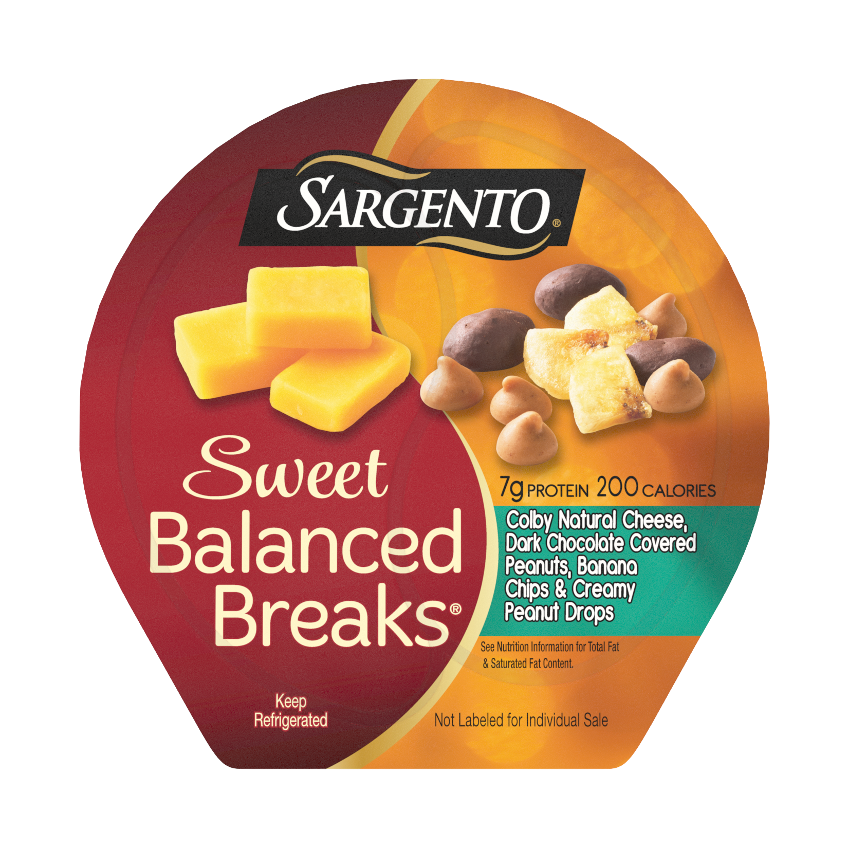 Sargento® Sweet Balanced Breaks®, Colby Natural Cheese, Dark Chocolate Covered Peanuts, Banana Chips and Creamy Peanut Drops