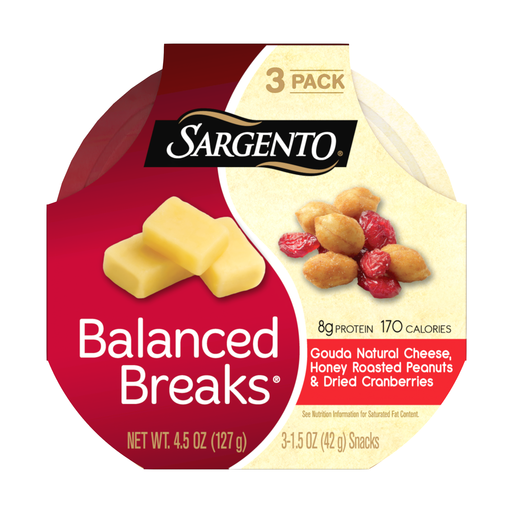 Sargento® Balanced Breaks®, Gouda Natural Cheese, Honey Roasted Peanuts and Dried Cranberries