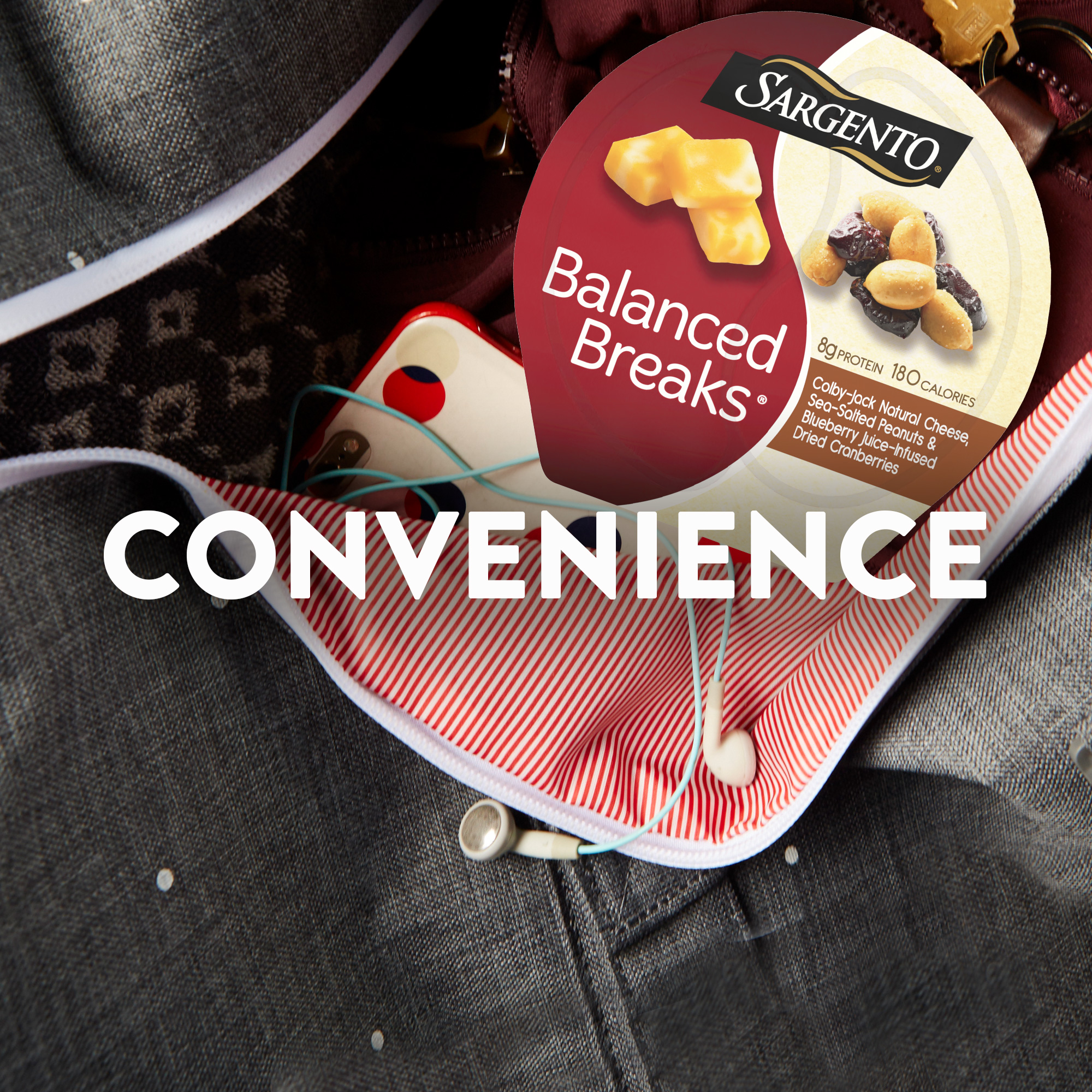 Sargento® Balanced Breaks®, Colby-Jack Natural Cheese, Sea-Salted Peanuts and Blueberry Juice-Infused Dried Cranberries