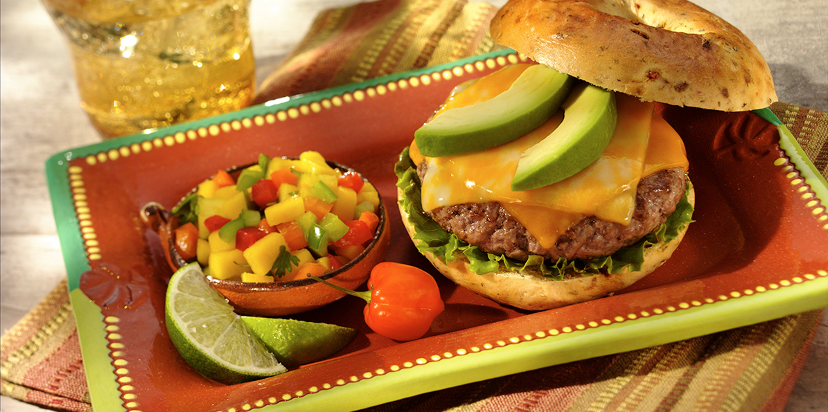 Two Cheese SargentoBurger with Fruit Salsa