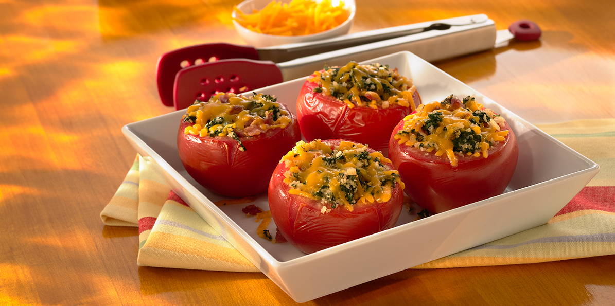 Bacon & Spinach Stuffed Tomatoes