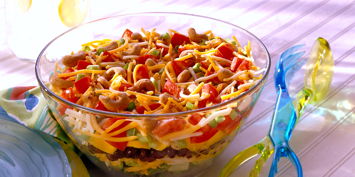 Caribbean Layered Cheddar Salad