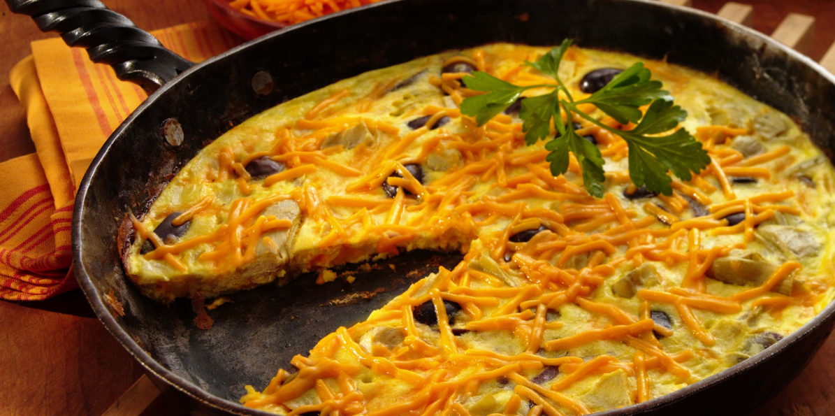 Cheddar, Olive & Artichoke Frittata