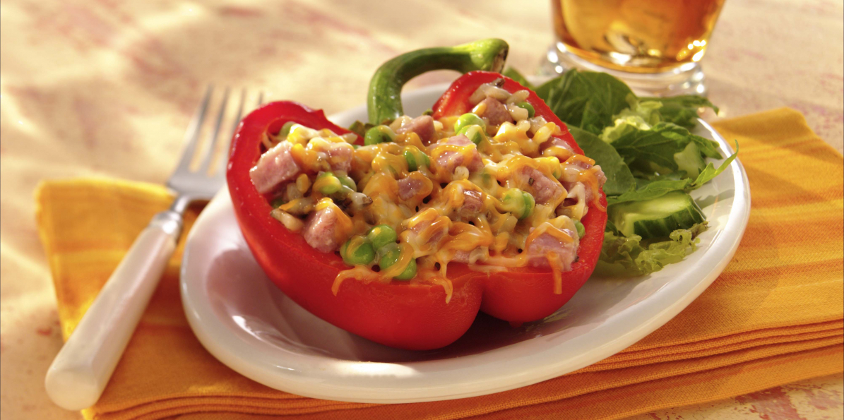 Smoked Sausage, Cheese & Rice-Stuffed Peppers