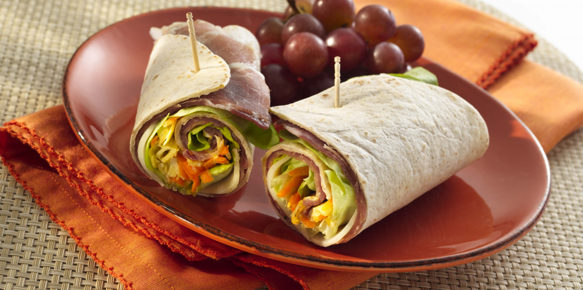 Provolone, Prosciutto & Veggie Wraps