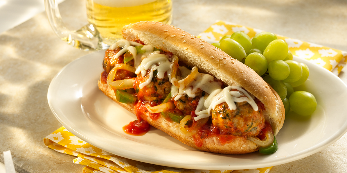 Cheesy Turkey Meatball Subs