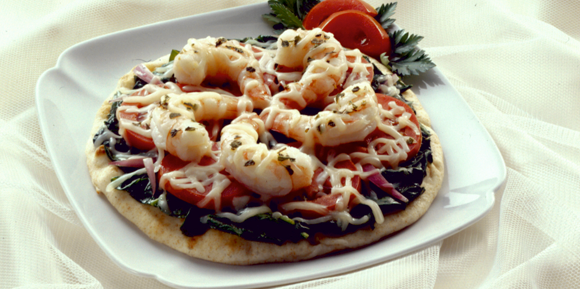 Shrimp and Spinach Pita Pizza