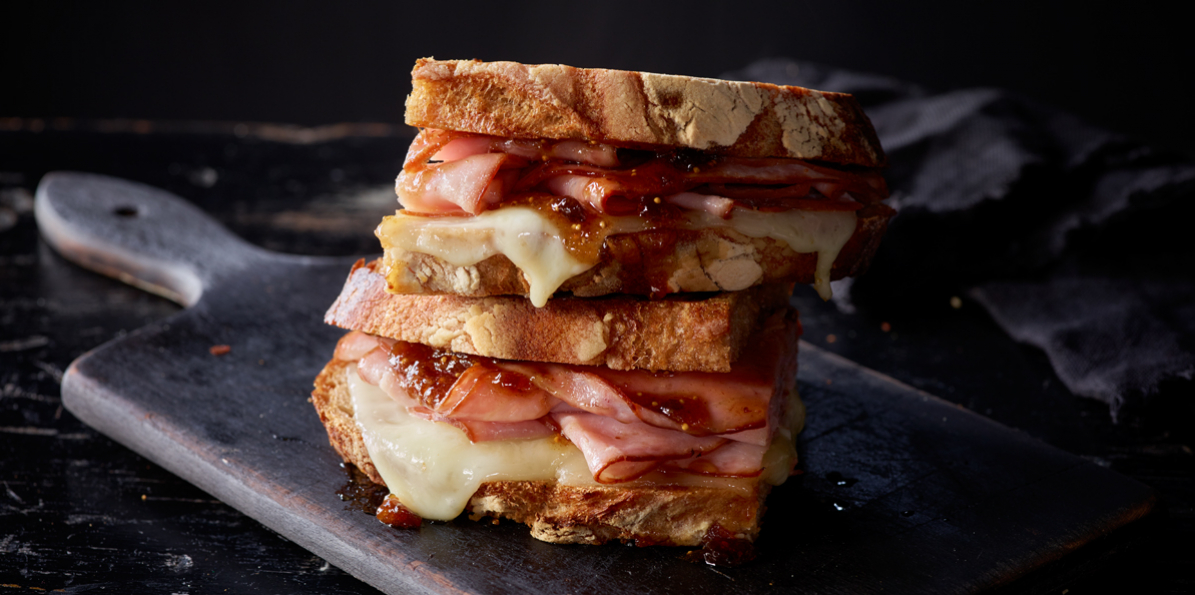 Ham & Baby Swiss Panini with Fig Jam